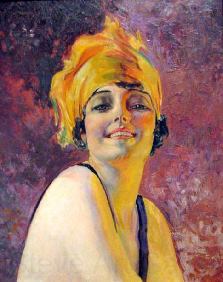 Oscar Pereira da Silva Young Woman with a Turban Norge oil painting art